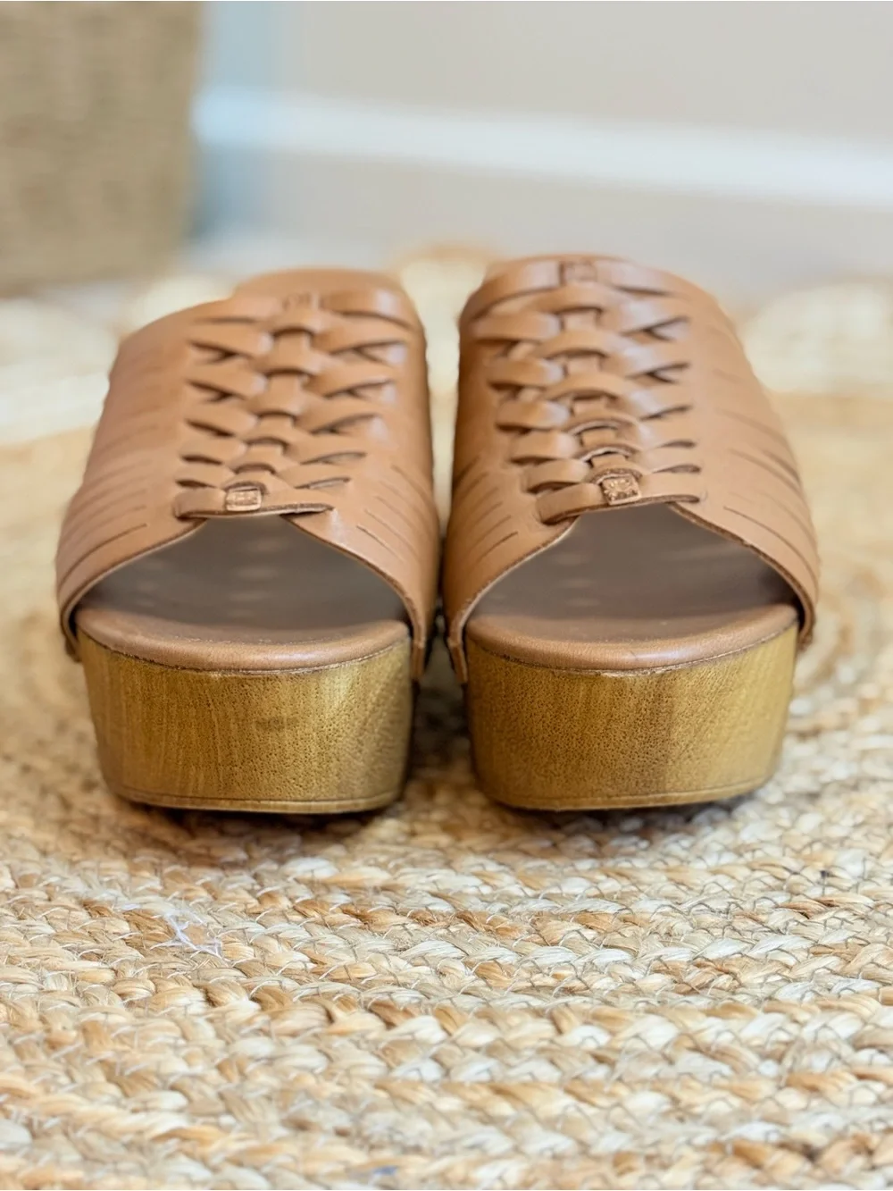 🌾 Seychelles Woven Platform Slide -‎ Brown